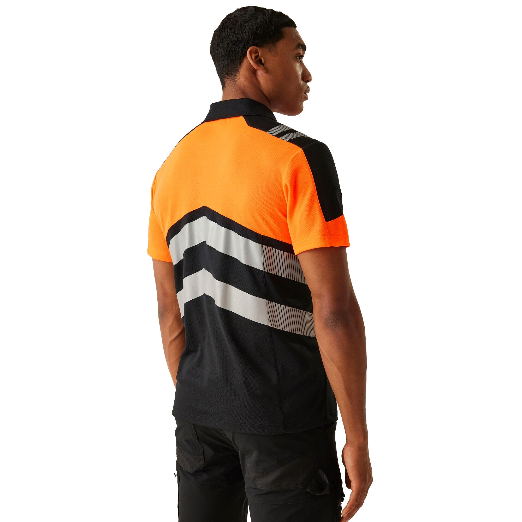 Mens HiVis Polo Shirt (Black/Orange) 4/5