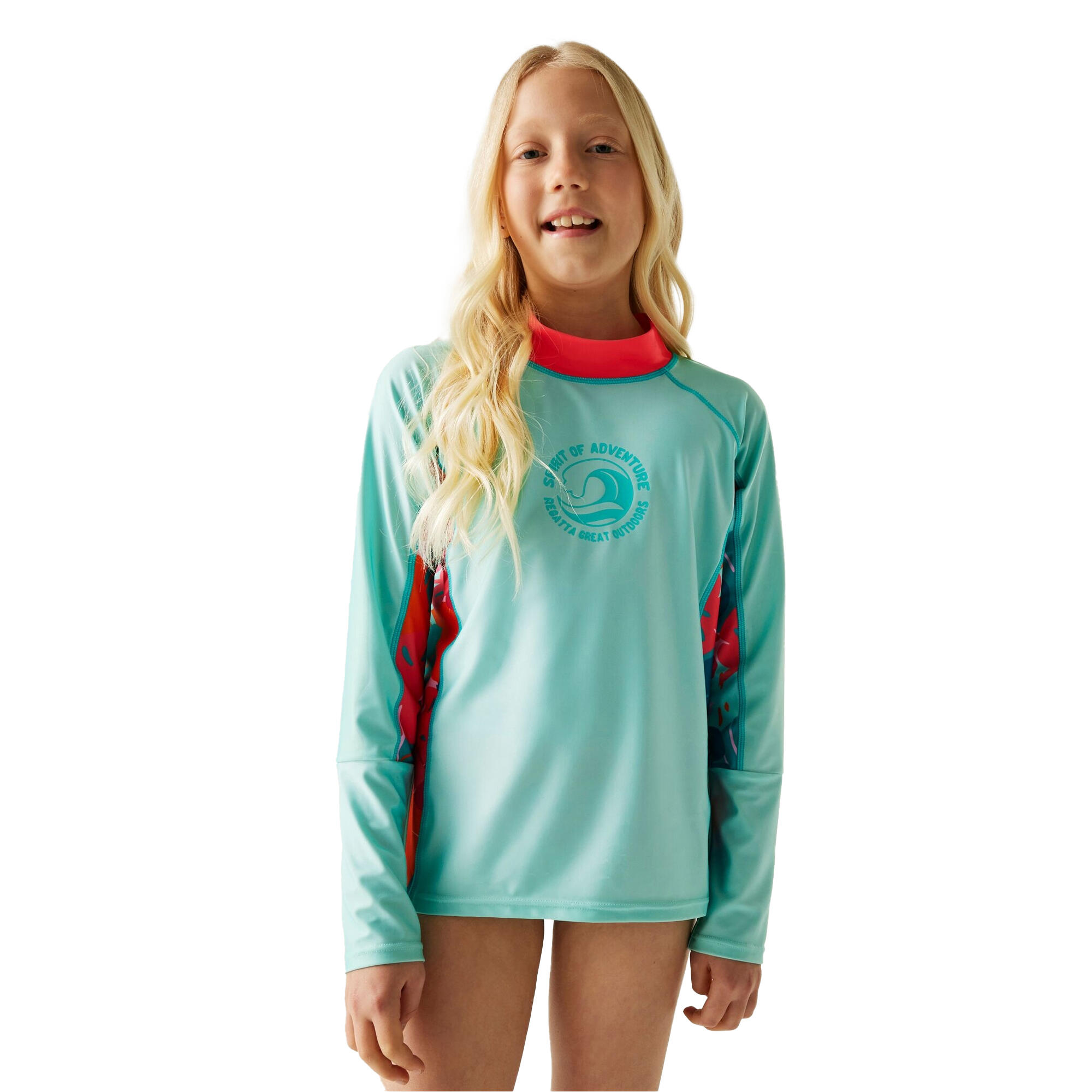 "Hoku II" SchwimmTop für Kinder Aruba Blau/Pfirsichblüte/Tropisch 4/5