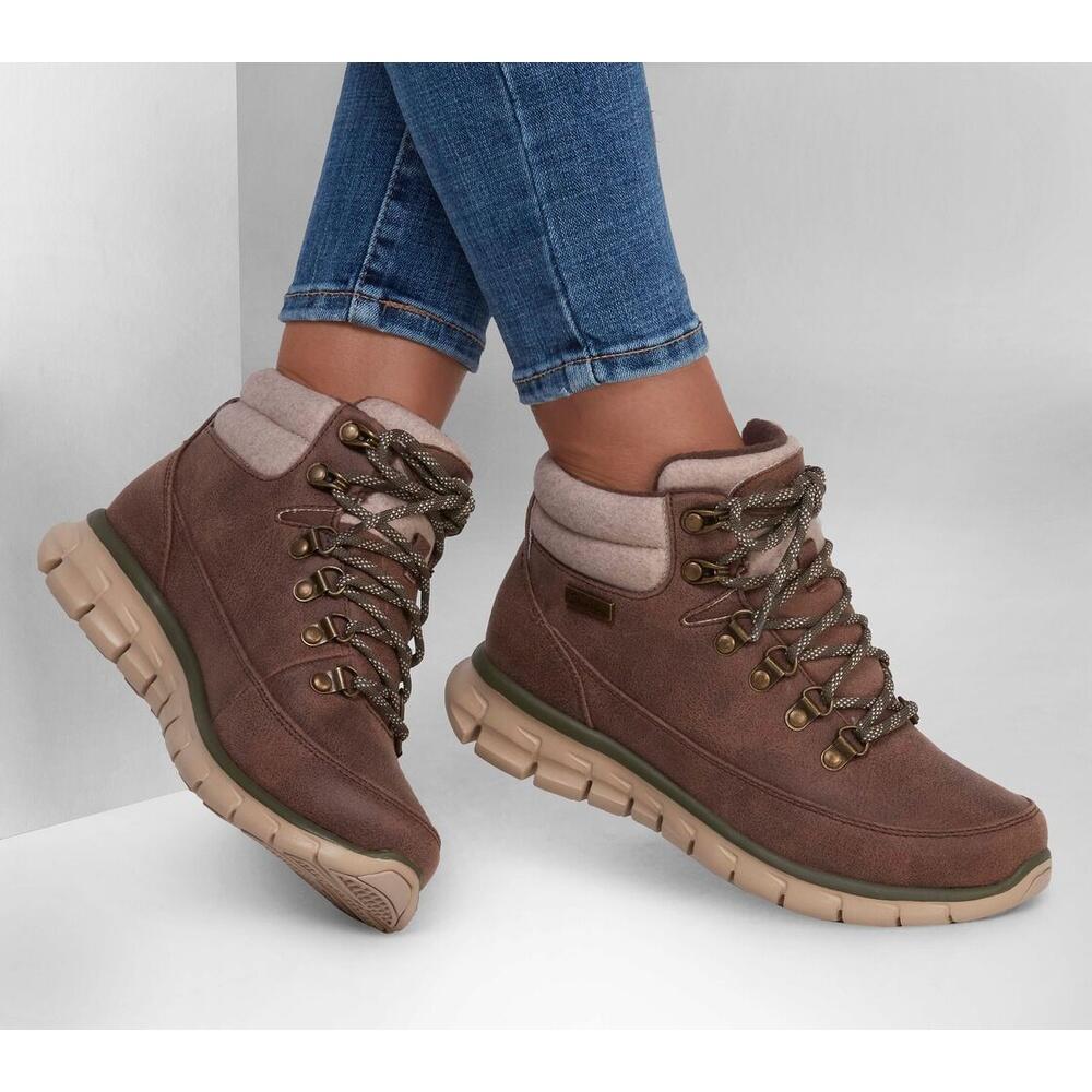 Botines Senderismo Mujer Skechers 167425_BRN Marrones Antideslizantes  Cordones