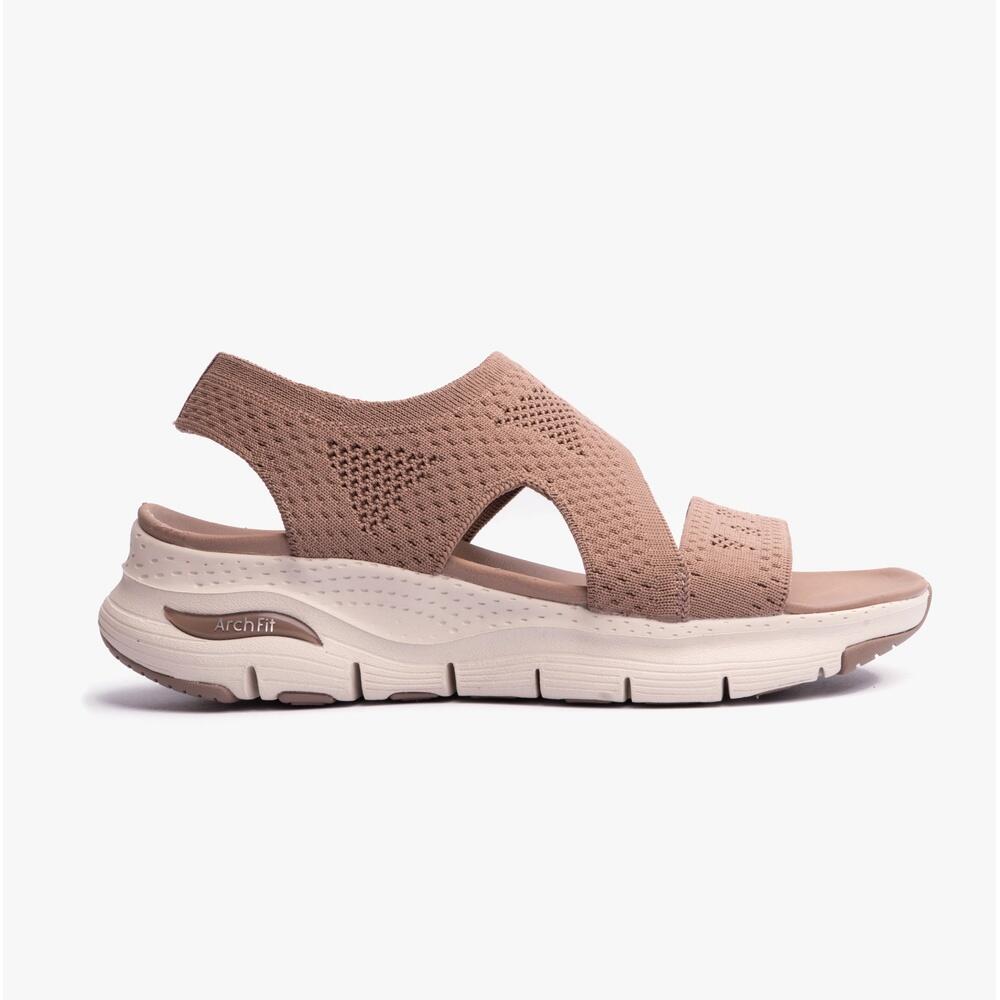 SANDALE FEMME Skechers Arch Fit Sandal En doux tissu MARRON 1/5