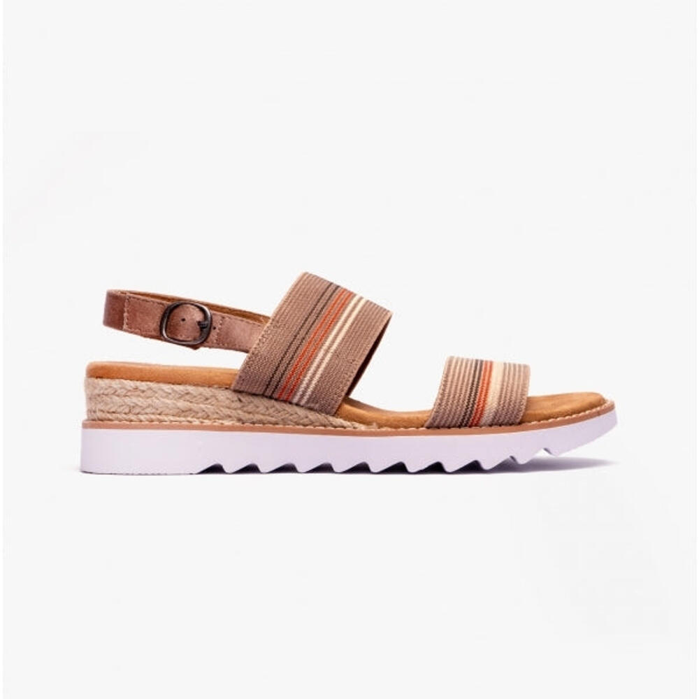SANDALE FEMME Skechers Desert Kiss Hii MARRON semelle compensée jute 1/7