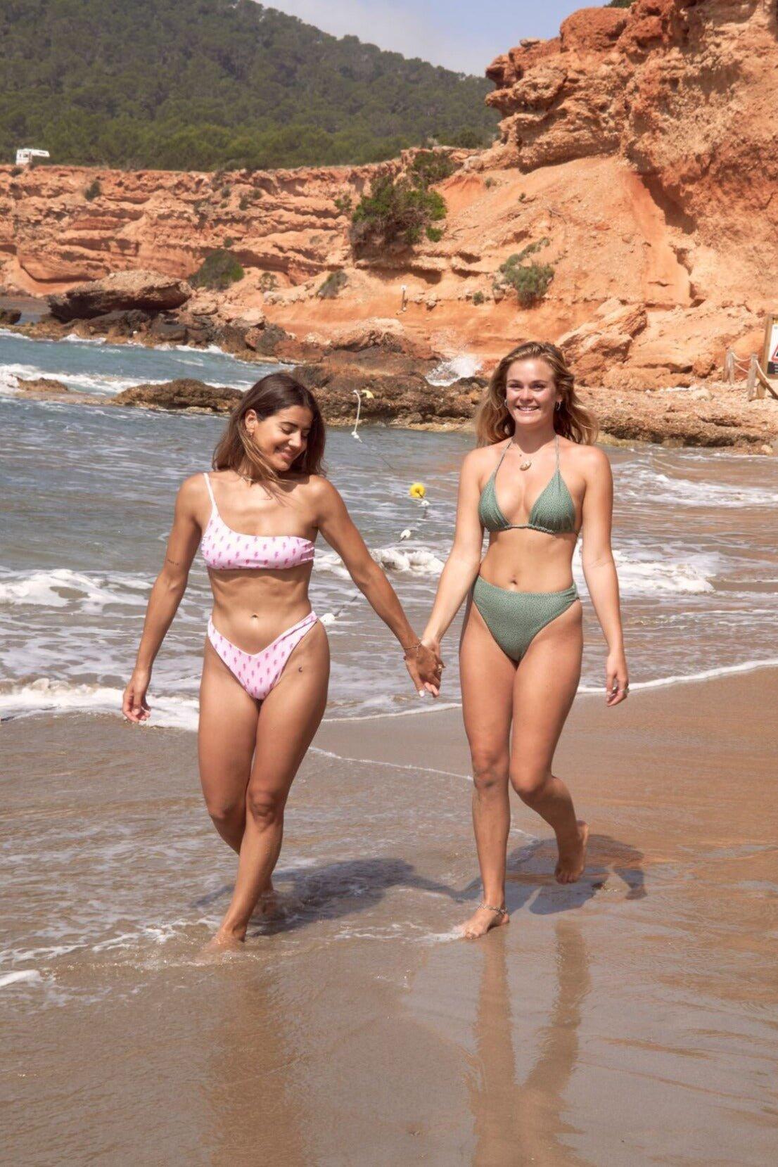 Haut de bikini Strike of Luck asymétrique rosa, polyester recyclé, bretelles règ 7/7