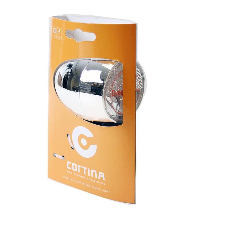 Phare Avant De Vélo Vintage Style Rétro - Chrome, à LED - Alimentation 3 Piles AAA (non Fournies)