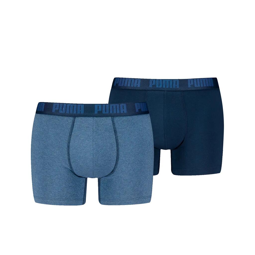 1579 Puma men's blue boxers pack of 2, mid waistband, seam