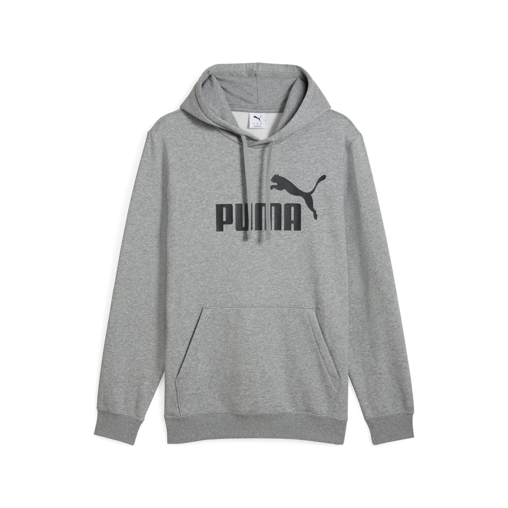Pulover alergare barbati gluga, buzunar frontal Essentials No. 1 Logo, alb PUMA
