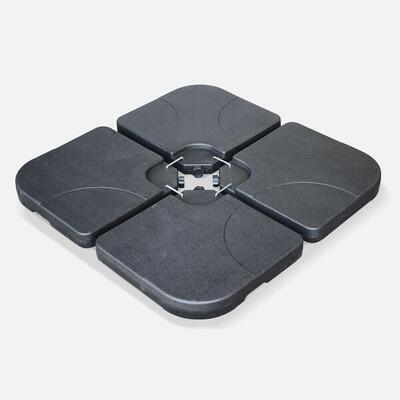 Base per ombrellone set di 4 lastre quadrate. Nero
