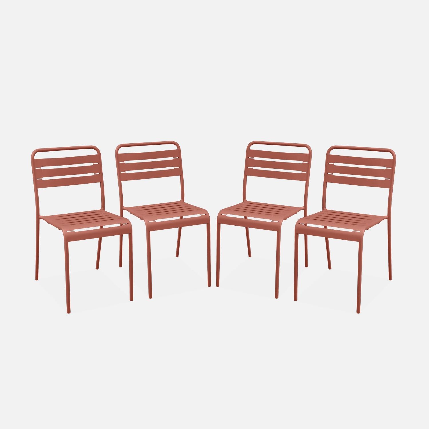 SWEEEK Cadeira de jardim em aço, set de 4, Terracota