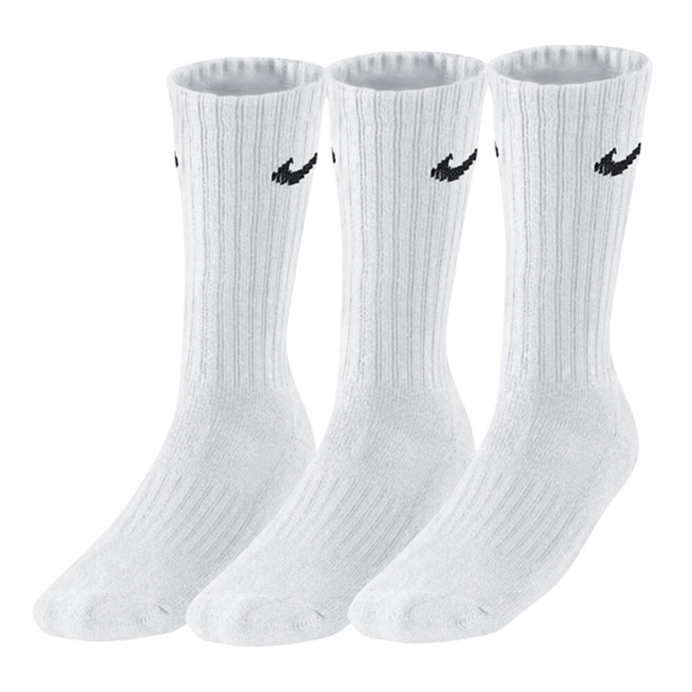 NIKE Meias de algodão unisexo para adultos (pacote de 3) Branco