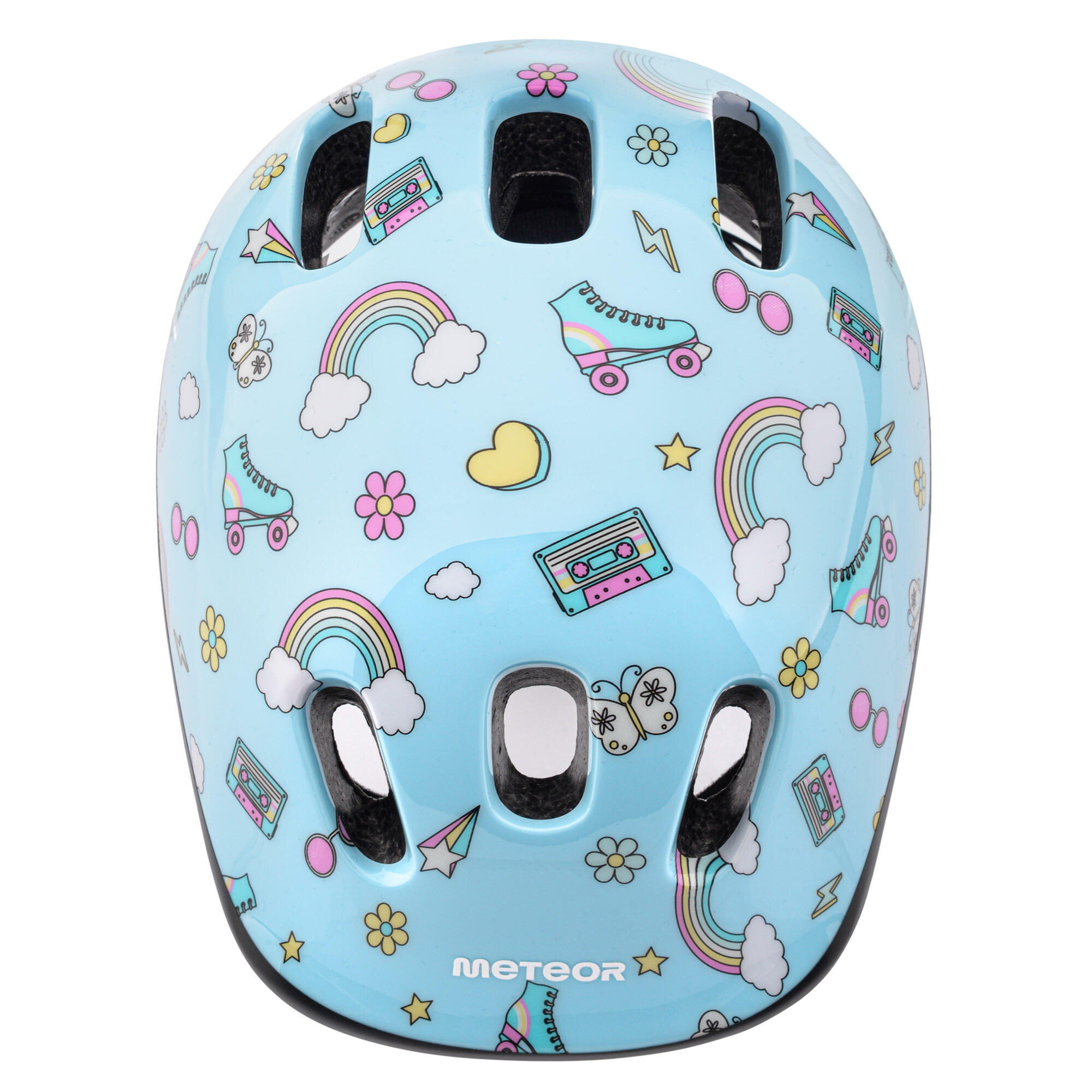 Casco para Bici Diseño Arco Iris para Niños/Niñas Azul 3/4