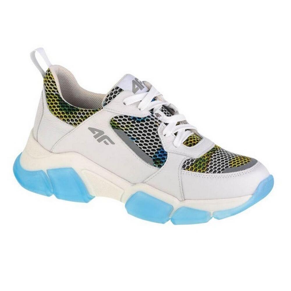 4F Calçado Couro de Grão Integral Mulher Branco / Azul