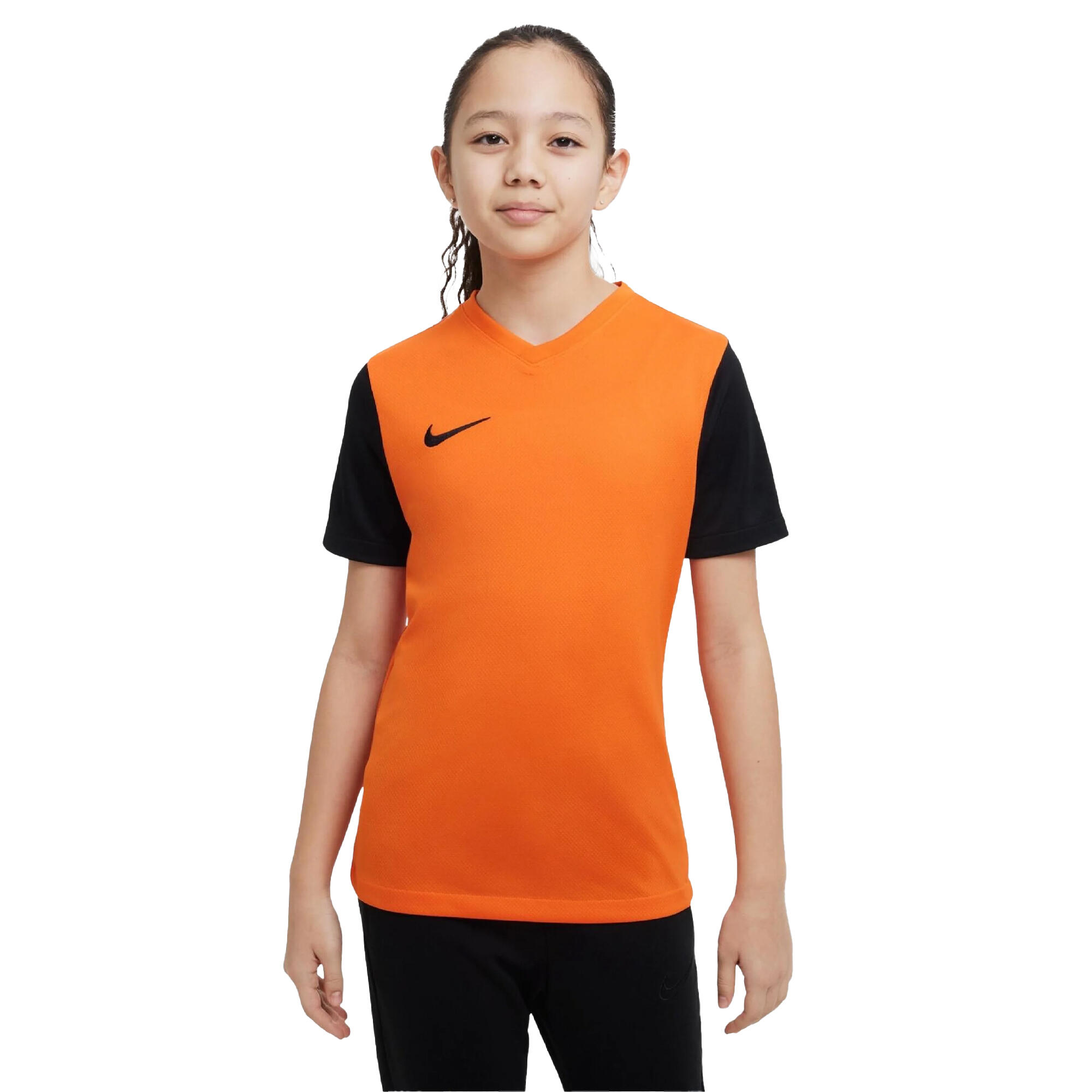 Camiseta Tiempo Premier II de DriFIT para Niños/Niñas Naranja, Negro 3/4