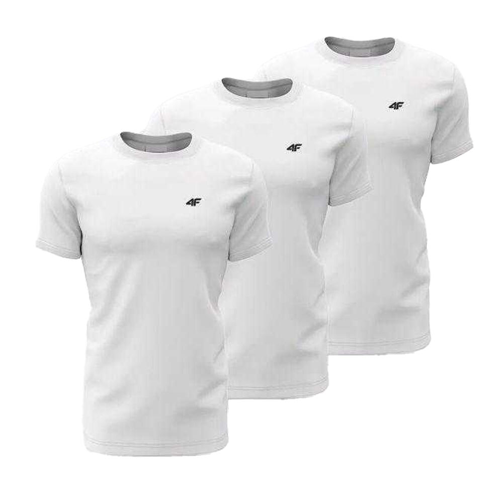 4F T-Shirt simples para crianças (pack de 3) Branco