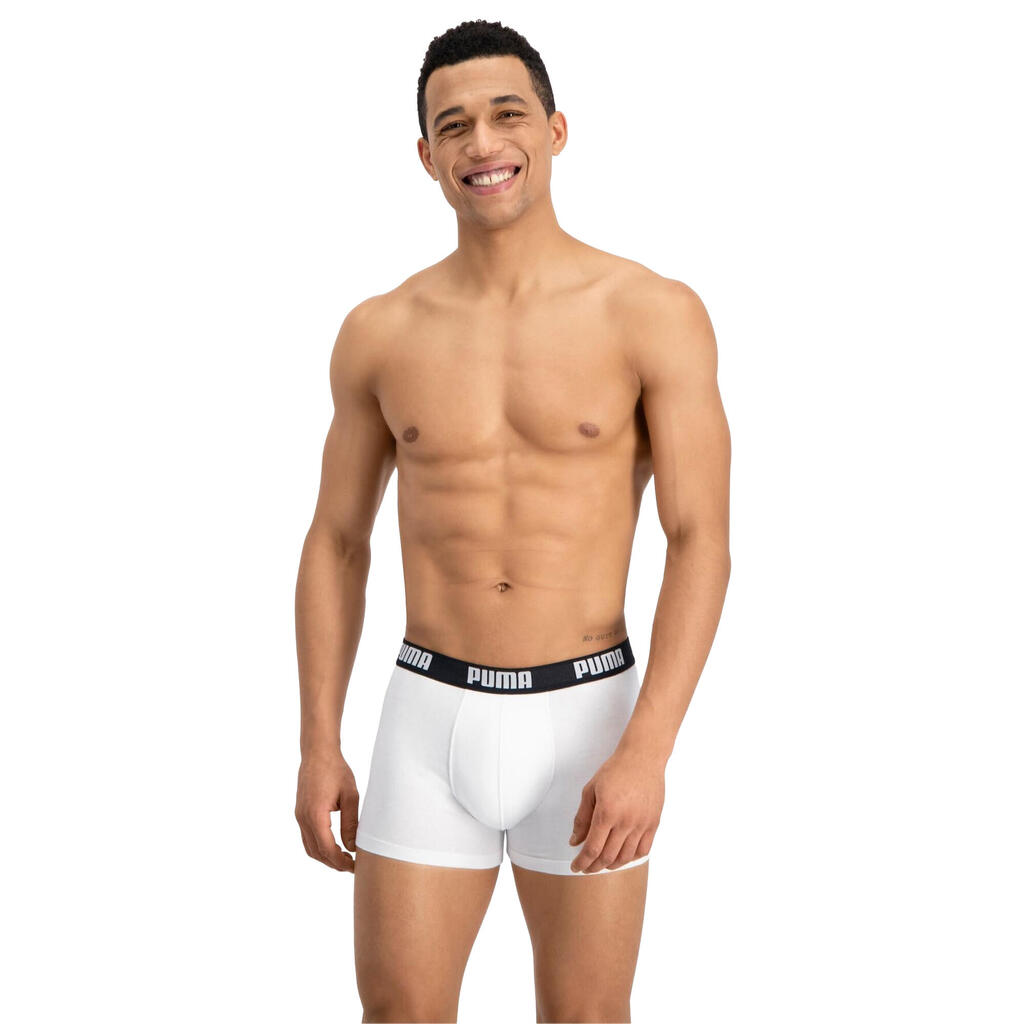 Mens Basic Boxer Shorts (Pack of 2) (White/Black)