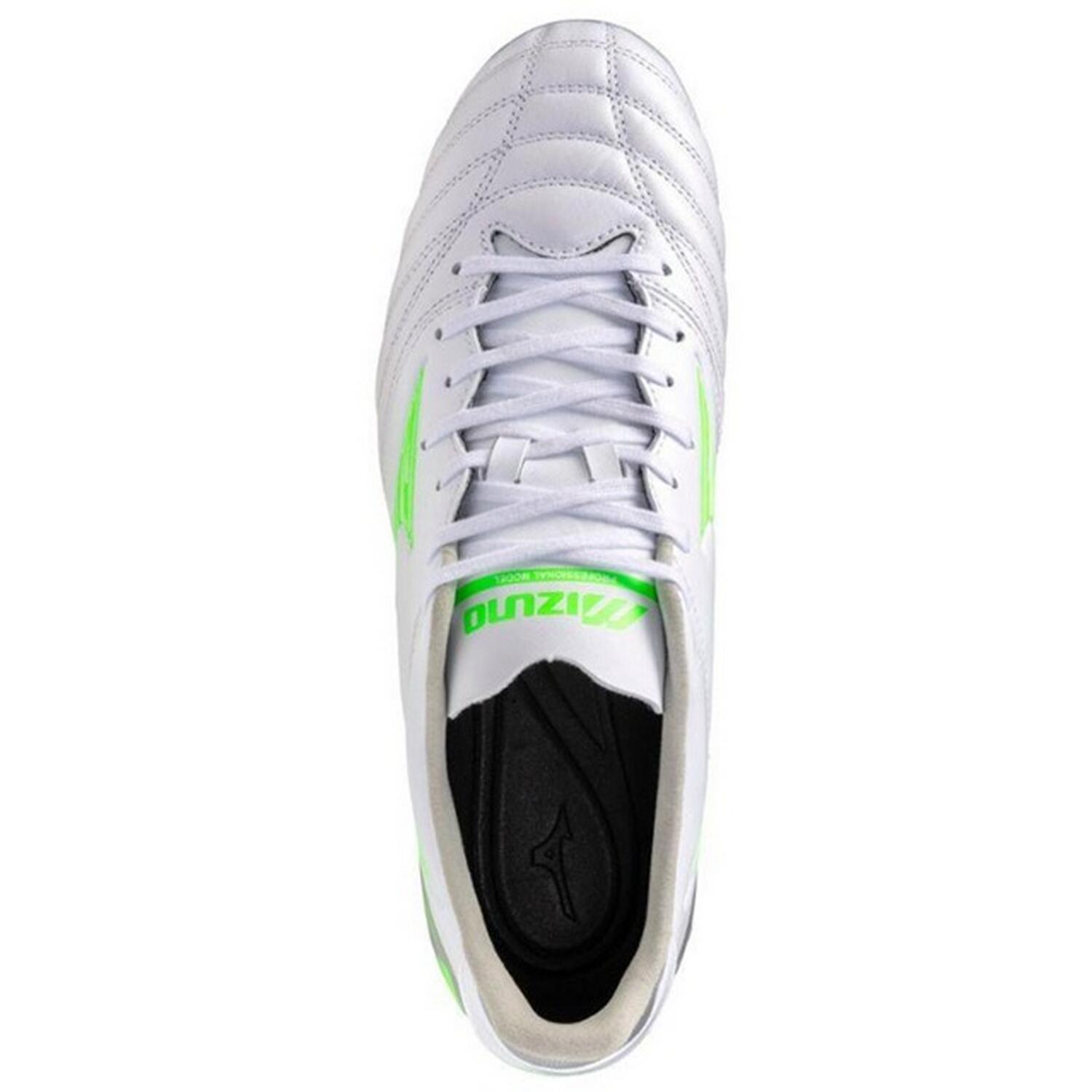 Heren Morelia Neo IV Pro Leren Stevige Grond Voetbalschoenen (Wit, Groen) 4/5