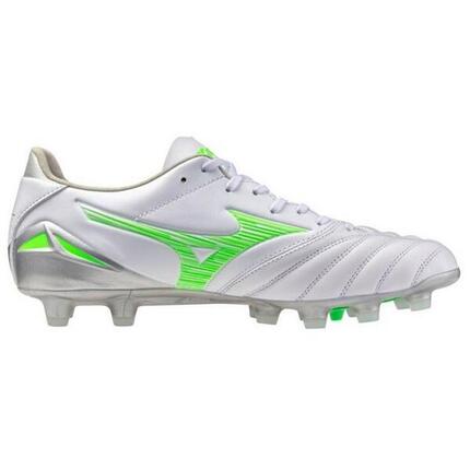 Heren Morelia Neo IV Pro Leren Stevige Grond Voetbalschoenen (Wit, Groen)