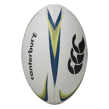 Ballon De Rugby Style Logo MENTRE (Blanc / Citron Vert / Bleu) Taille 3