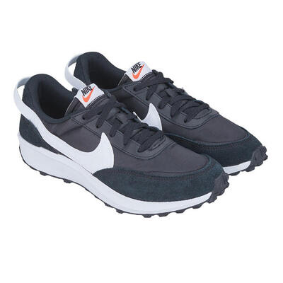 Heren waffle leren trainers (zwart. wit)