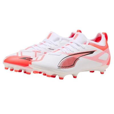 Botas de Fútbol para Suelo Firme Ultra 5 Match para Niños/Niñas Blanco, Naranja