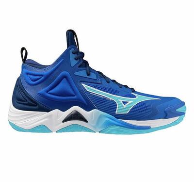 Heren wave momentum 3 mid cut volleybalschoenen (blauw)