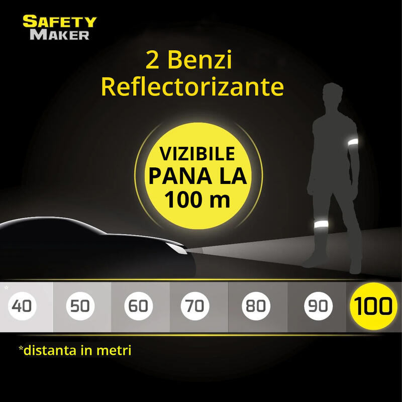 Benzi reflectorizante 2 buc, portocaliu, 40x3.8 cm, universale, elastice