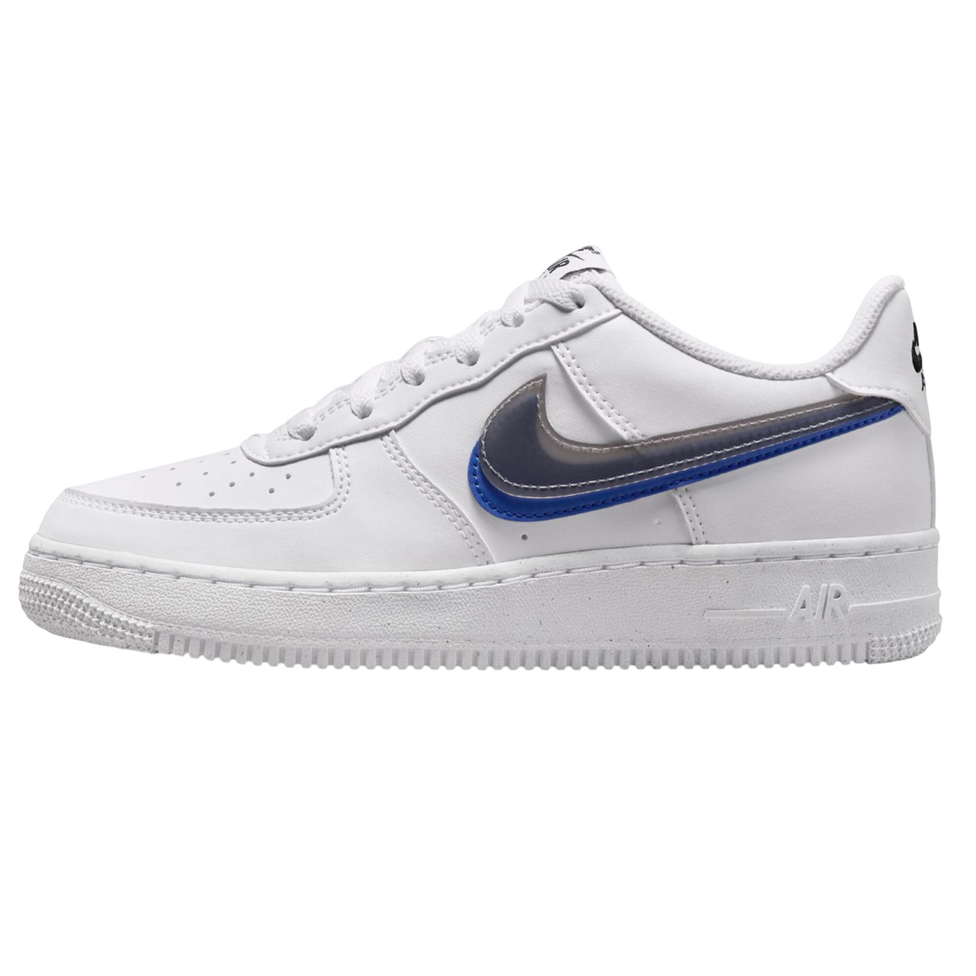 Nike Air Force 1 Low Impact Next Nature Double Swoosh White Black Blue (GS) 4/4