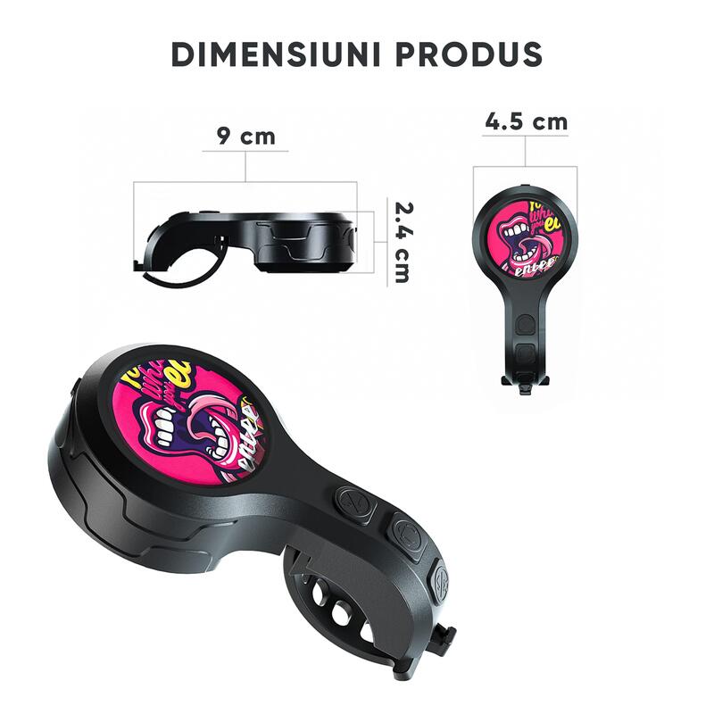 Sonerie bicicleta,alarma antifurt, 130dB, 3 sunete,incarcare USB,prindere ghidon