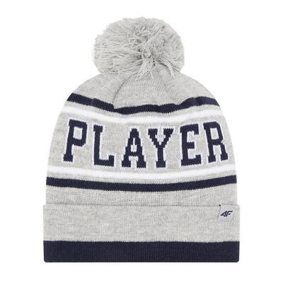 Kinder/kinder pom pom muts (grijs)