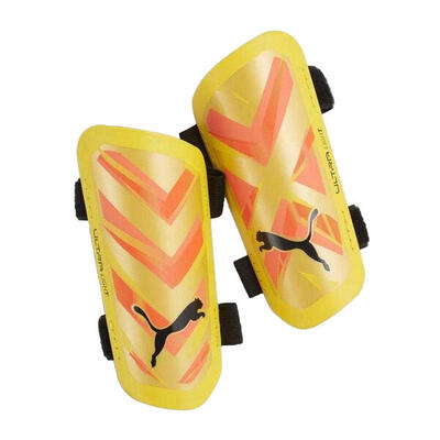Unisex adult ultra light dual straps voetbalscheenbeschermers (oranje)