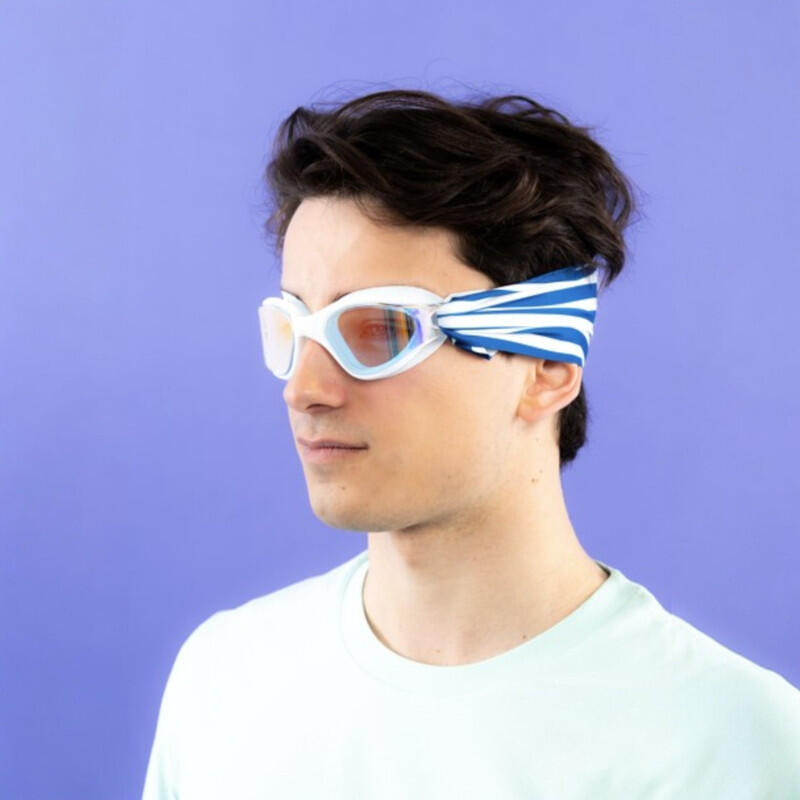 Lunettes Adulte Unisexe Natation Blanc - Bandeau Marinière - Verres Mirroir 4/7