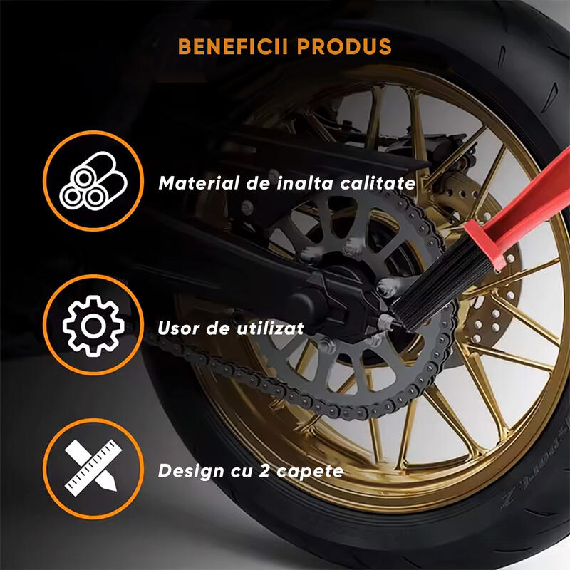 Perie curatare lant bicicleta, Moto, ATV, ABS, 25.5 cm, rosu