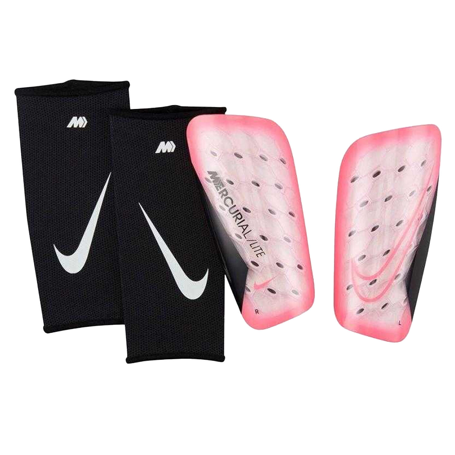 Espinilleras Mercurial Lite Fútbol para Adultos Unisex Negro, Rosa Claro 1/5