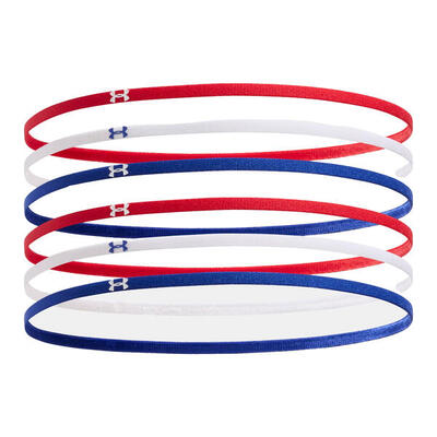 Dames mini elastische hoofdband (set van 6) (wit/rood/blauw)