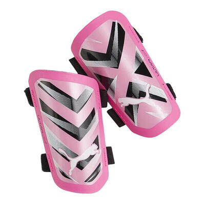 Unisex adult ultra light dual straps voetbalscheenbeschermers (roze)