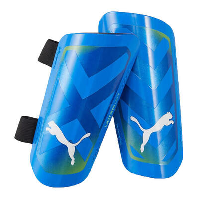Unisex adult ultra light dual straps voetbalscheenbeschermers (blauw)