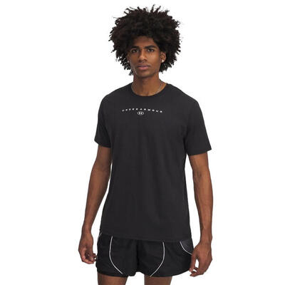 Heren tshirt met korte mouwen en gestapeld logo (wit)