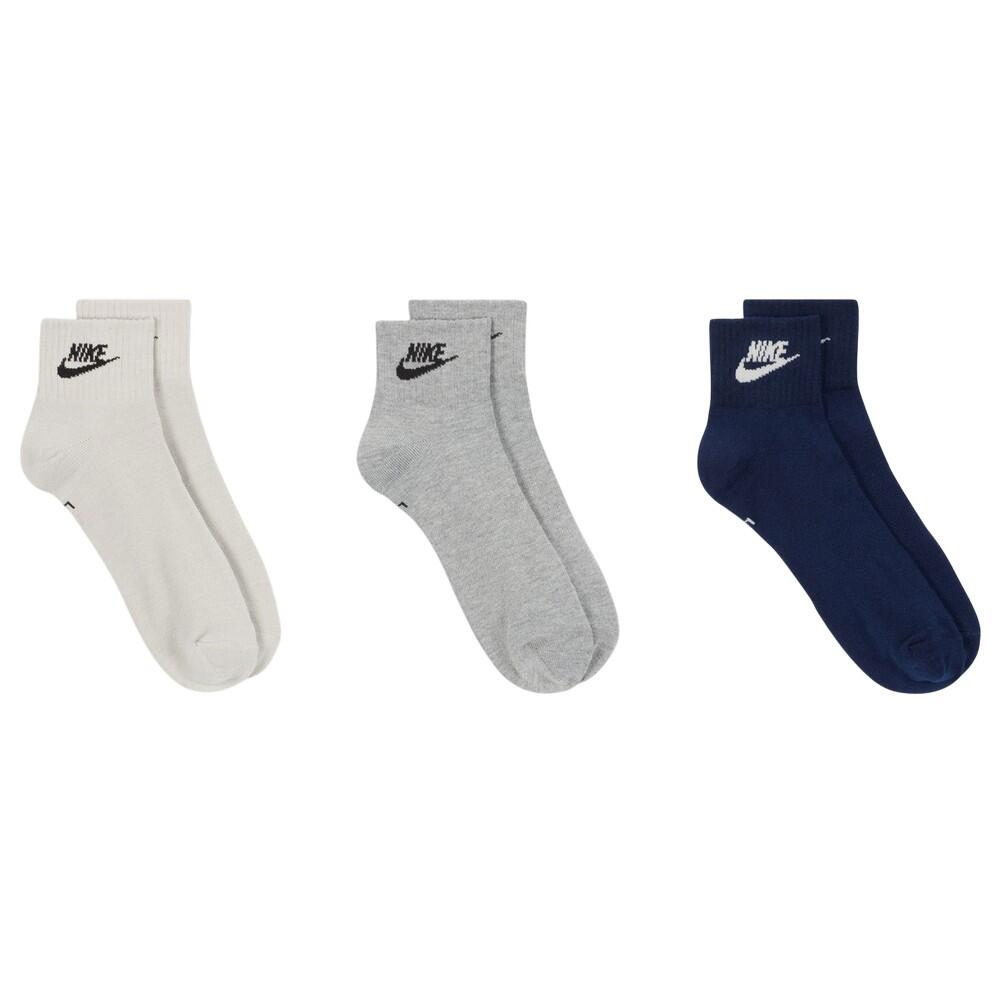 Unisex Adult Everyday Essential Ankle Socks (Pack of 3) (White/Grey/Black)