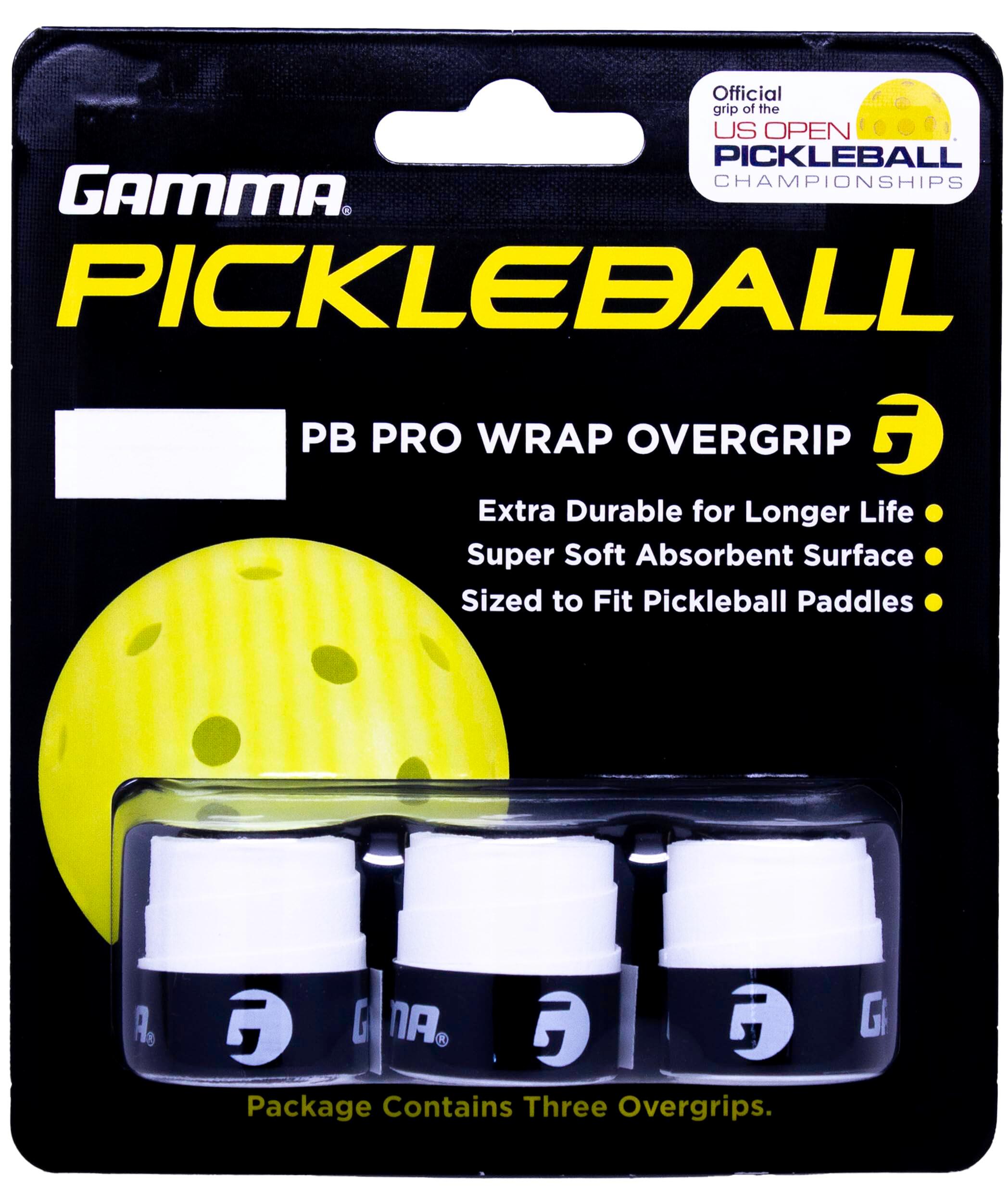 GAMMA GAMMA Pro Wrap Pickleball Overgrip 3 Pack, White