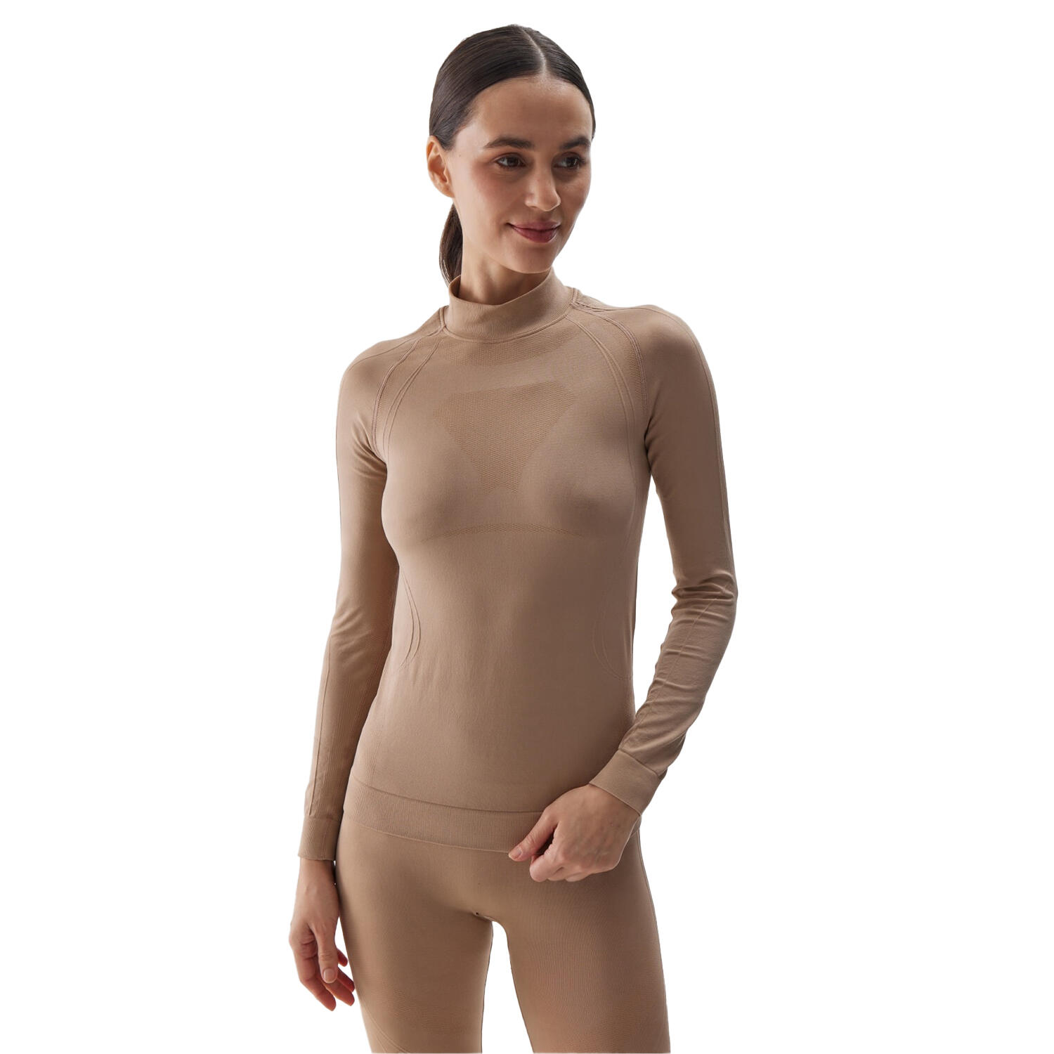 4F T-Shirt termoactiva WAW24USEAF156 para senhora/senhora Castanho Claro