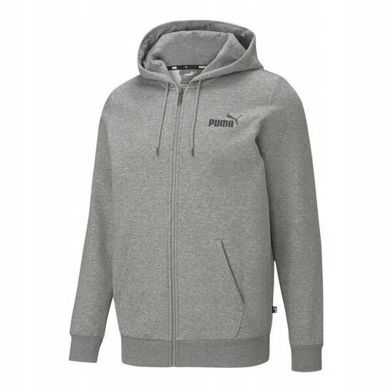 Felpa Con Cappuccio E Zip Intera Sera Grande Logo Uomo Puma Essential Grigio