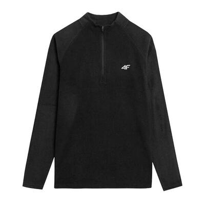 Heren fleece sweatshirt met kwart ritssluiting (zwart)