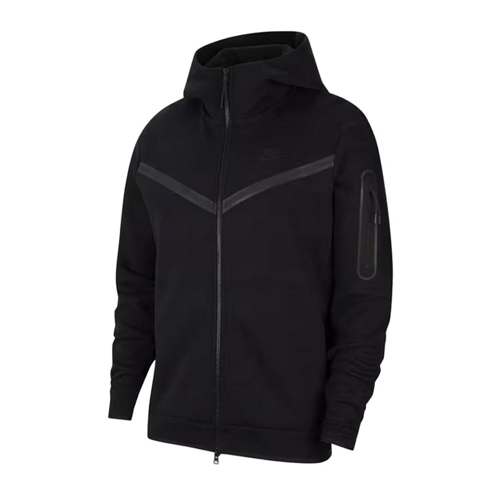 Mens Fleece TechFit Full Zip Hoodie (Black)