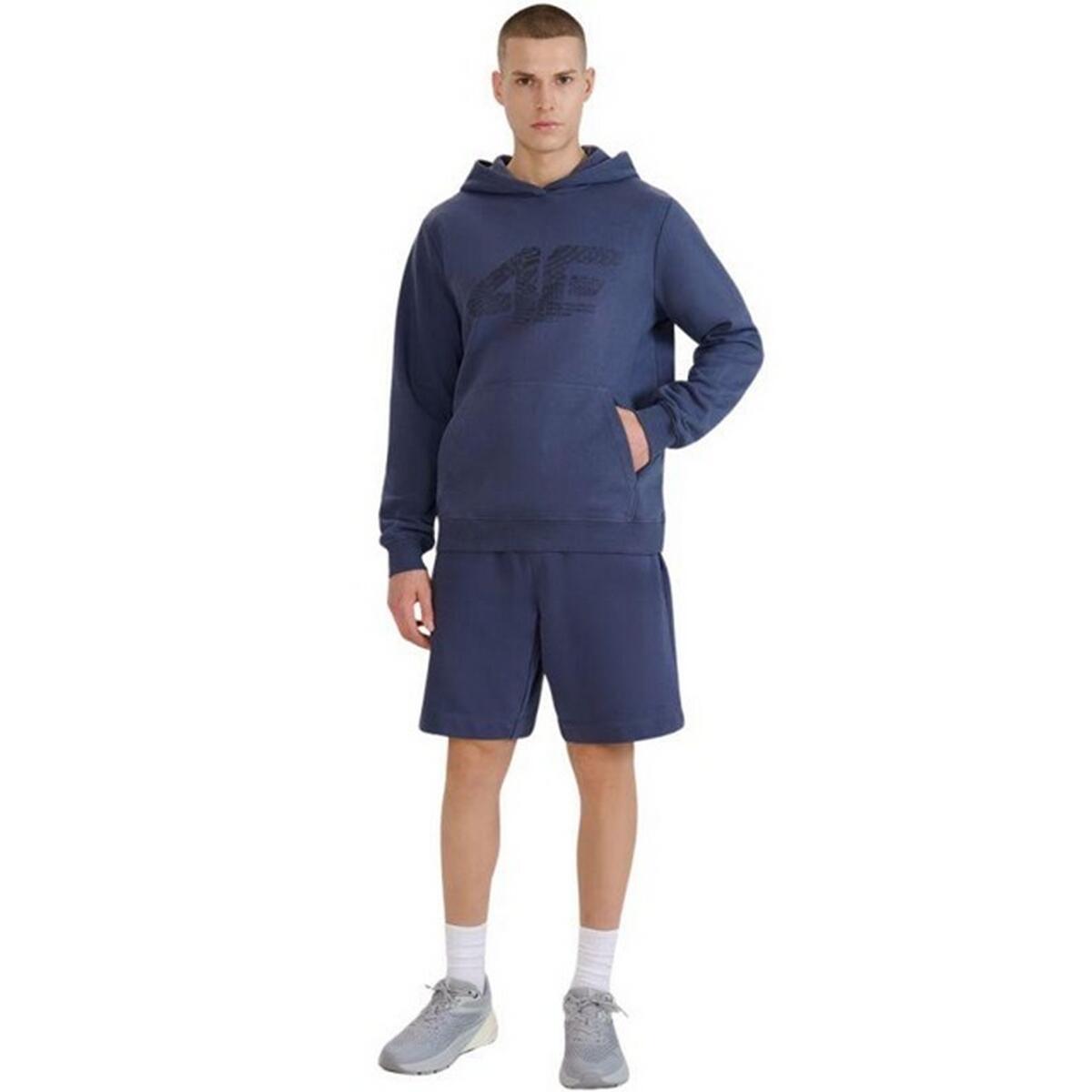 Felpa Con Cappuccio Logo Uomo 4F M1585 Blu Navy 4/4