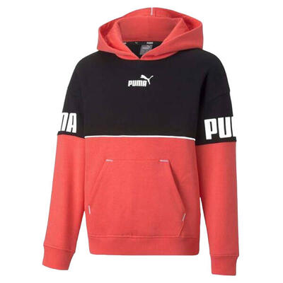 Felpa Con Cappuccio Blocchi Di Colore Bambini Puma Power Nero Arancio