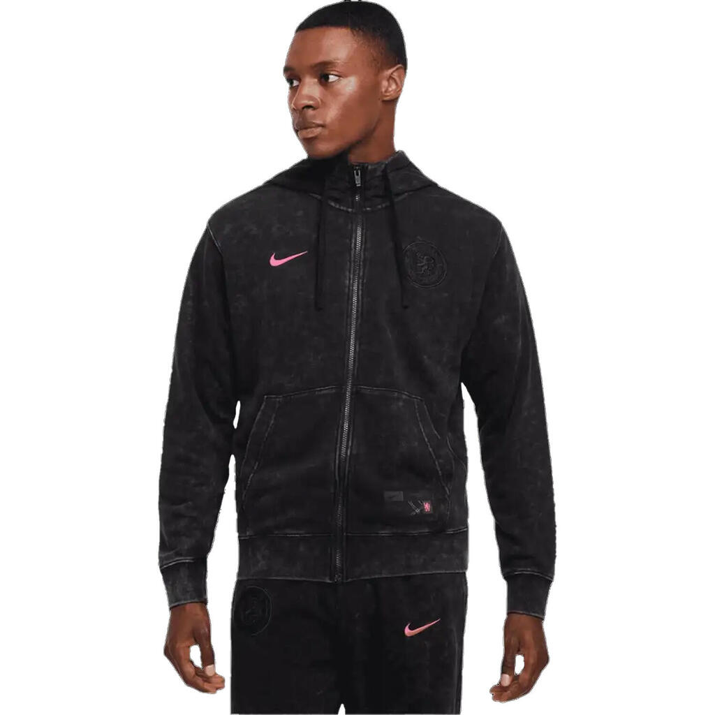 Mens Chelsea FC Full Zip Hoodie (Black)