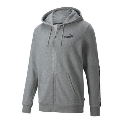Heren essential tape full zip hoodie (grijs)