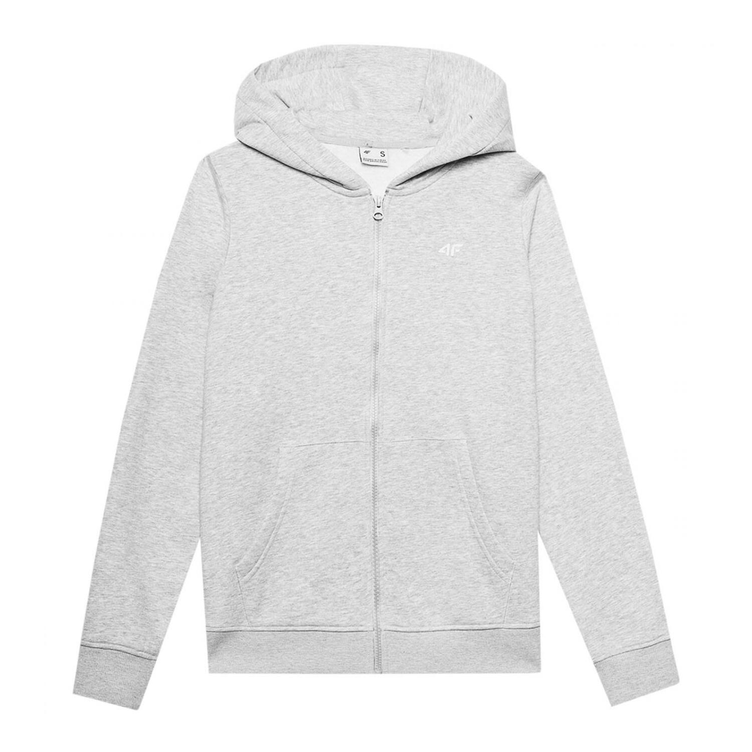 4F Mulher/Senhora WSS24TSWSF0956 Casaco com capuz com fecho de correr Cinzento