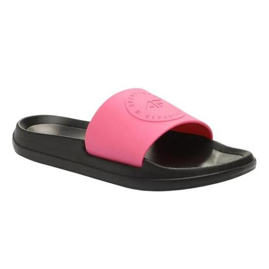 Claquettes Style Logo F045A Femme (Rose / Noir)