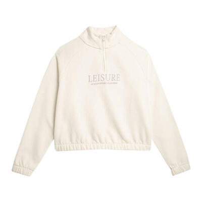 Dames f0718 sweatshirt met kwart ritssluiting (beige)