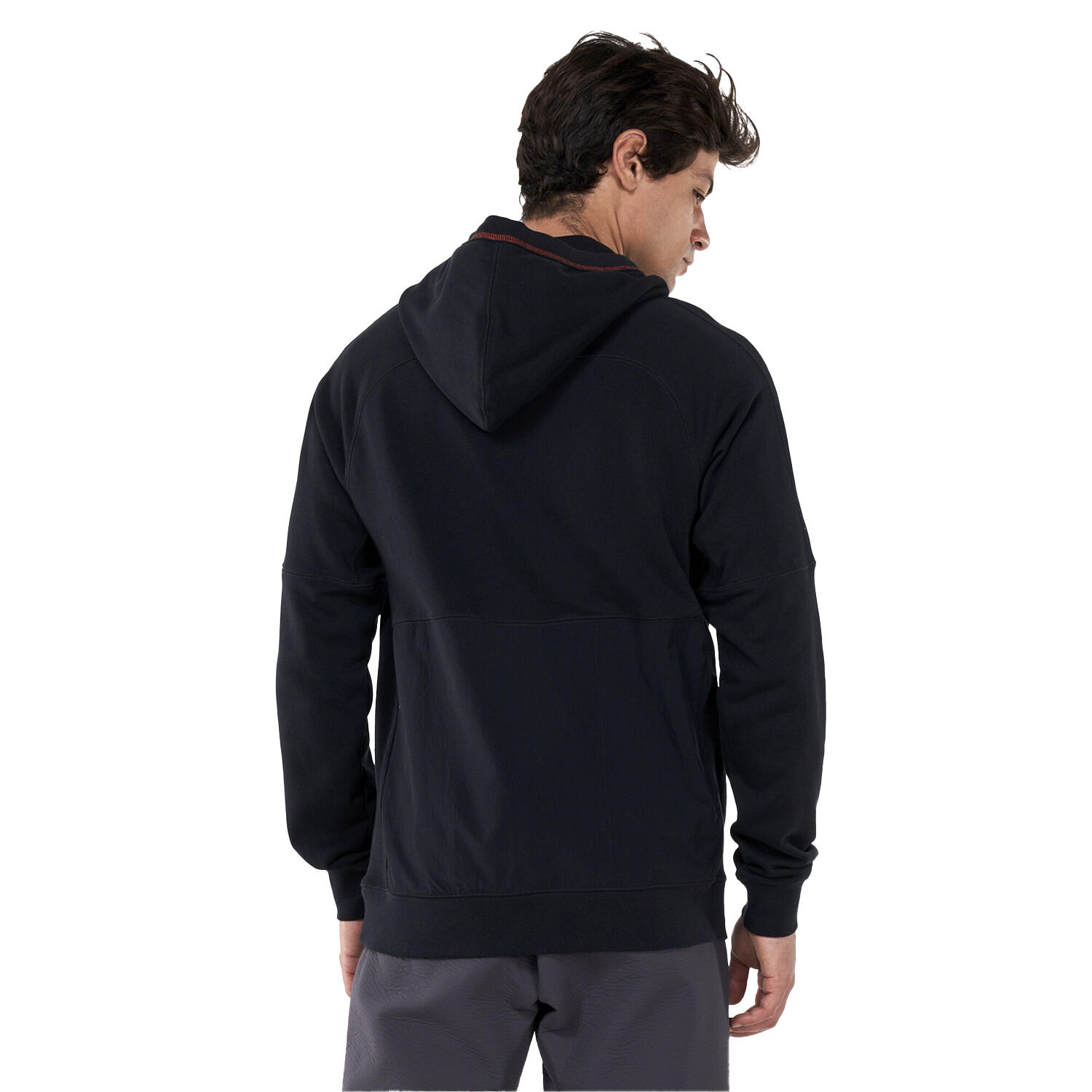 Heren fleece hoodie (Zwart) 3/4