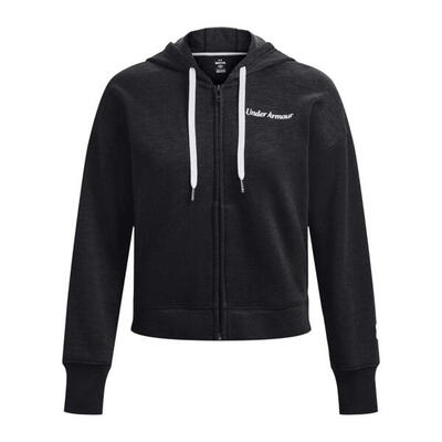 Dames essential script fleece full zip hoodie (zwart)